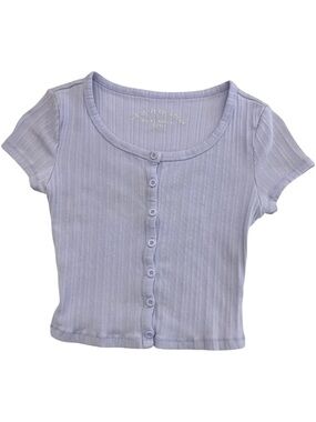 AERO OG Shrunken Tee Small Lavender Ribbed Fitted Crop Top Y2K